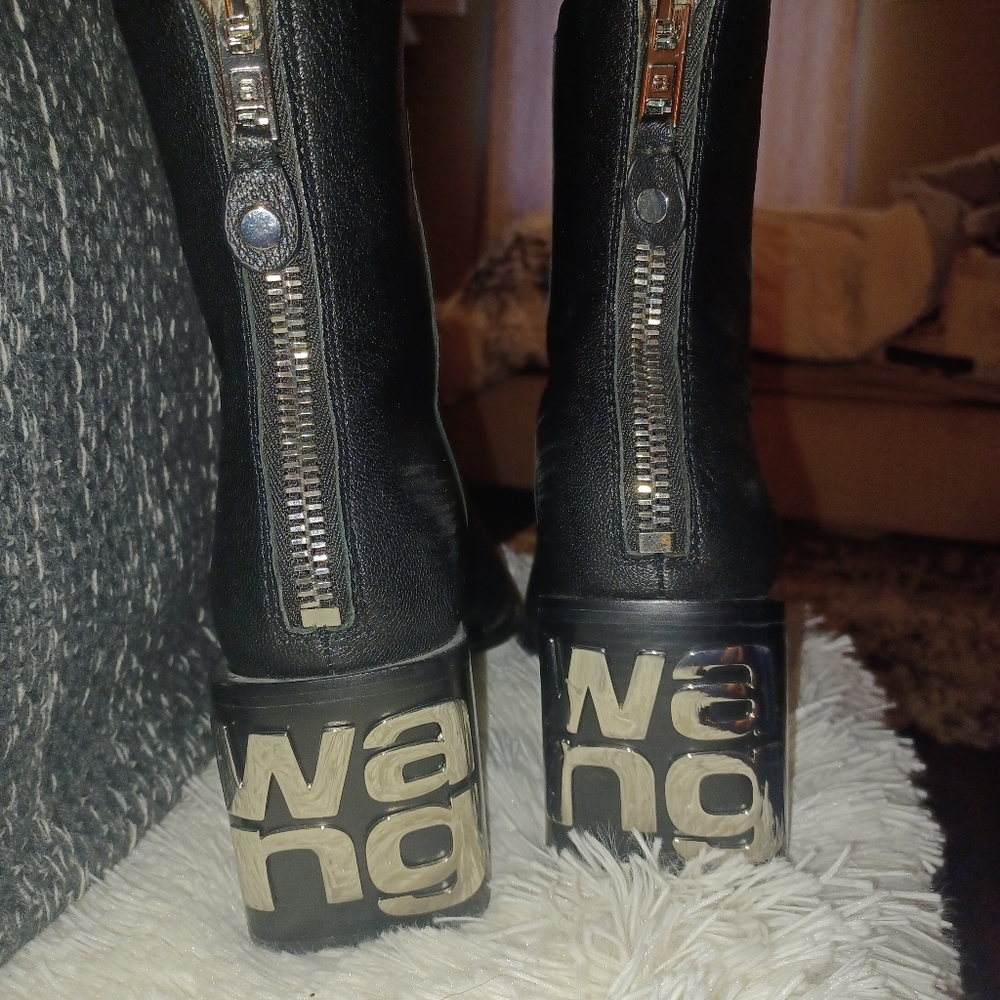 Alexander Wang  Black Leather Ankle Boots - Picture 3 of 3
